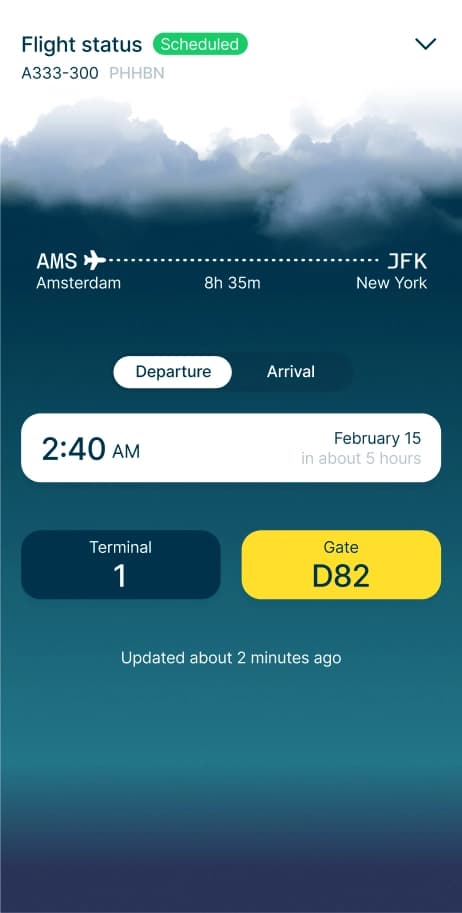 Flight status screen